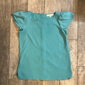 LOFT Aqua Flutter Sleeve Blouse